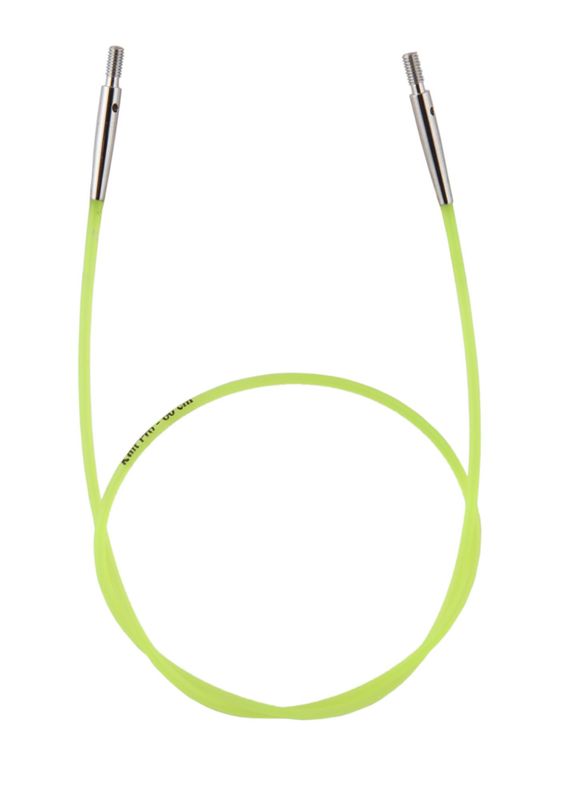 Кабель KnitPro Neon Green (Неоновый зеленый) для создания круговых спиц 60 см (10633)