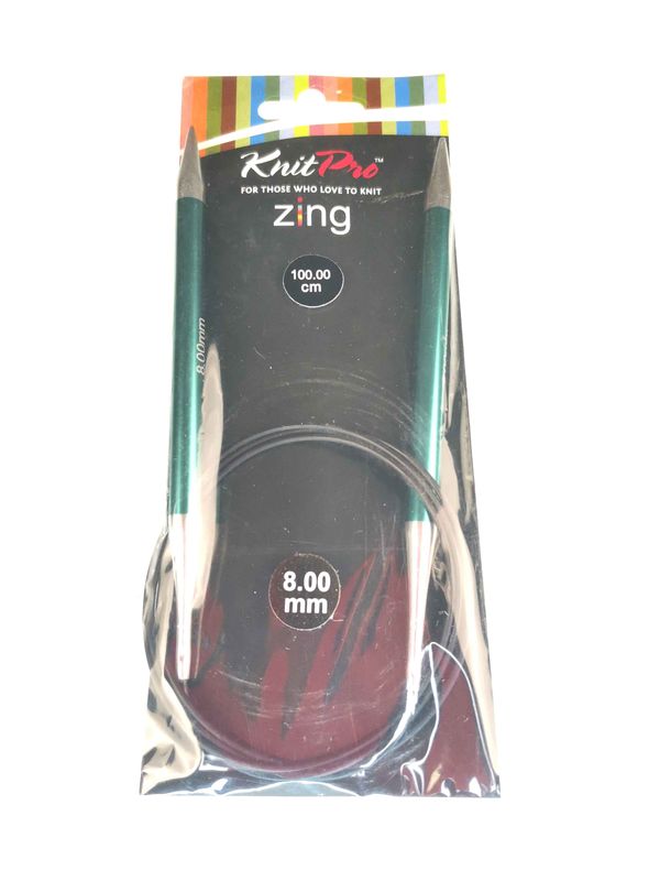 Спицы KnitPro 8 мм - 100 см Zing круговые (47166)