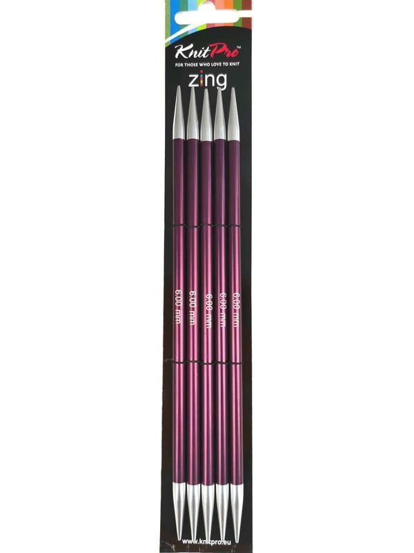 Спиці KnitPro 6.0 мм - 20 см Zing, панчішні (47043)