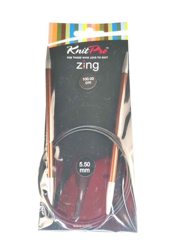 Спиці KnitPro 5.5 мм - 100 см Zing кругові (47162)